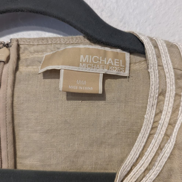 Michael by Michael Kors 100% Linen Beige Tunic Blouse - Picture 4 of 5